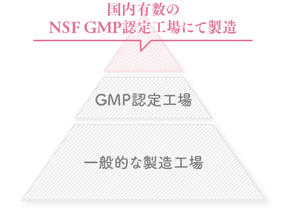 国内有数のNSF GMP工場にて製造