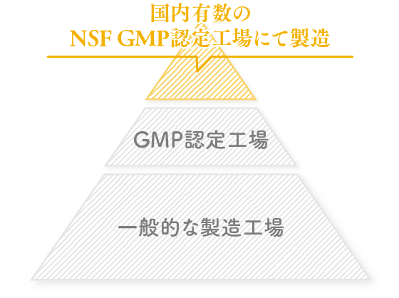 国内有数のNSF GMP工場にて製造