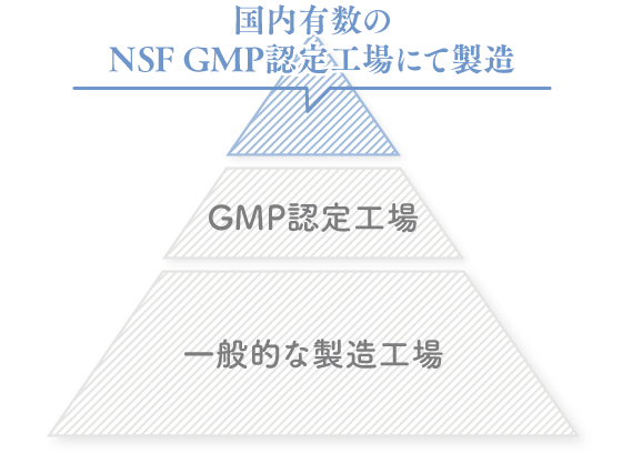 国内有数のNSF GMP工場にて製造